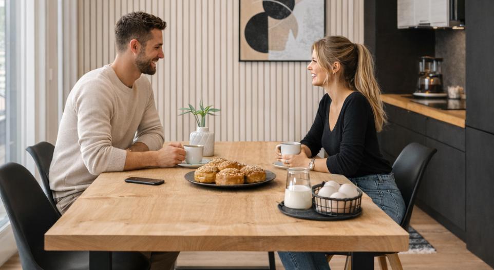 Nuori pariskunta moderni keittiö